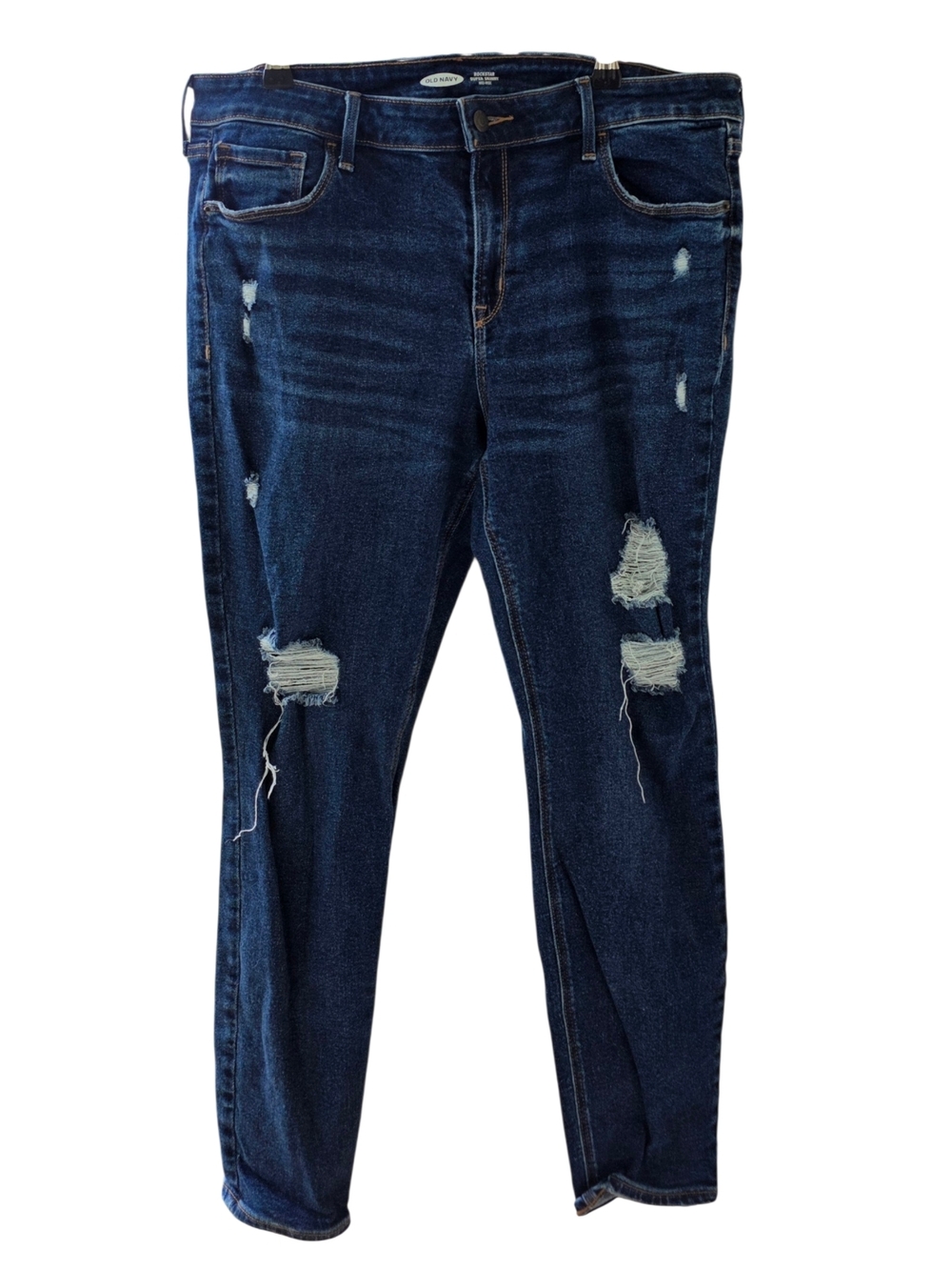Old Navy Rockstar Super Skinny Distressed Jeans Mid-Rise Size 14